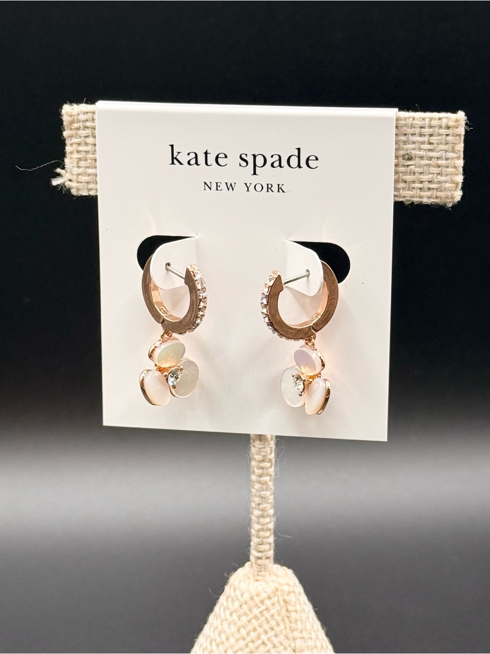 Kate Spade 14k Rose Gold-Plated Pavé & Mother-of-Pearl Flower Drop Earrings - Picture 6 of 7